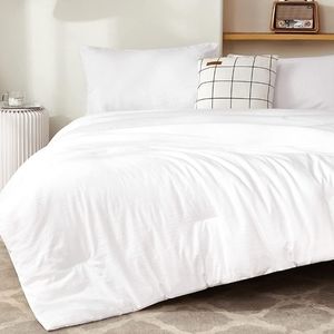 Microfiber Full Size White Comforter Set With 2 Pillowcases